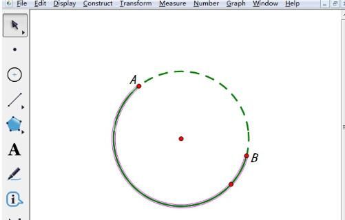 几何画板中使绘制的圆有一部分虚线的操作方法截图