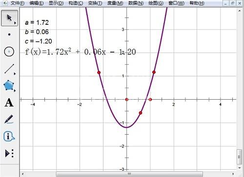 几何画板描点法画出二次函数的方法截图