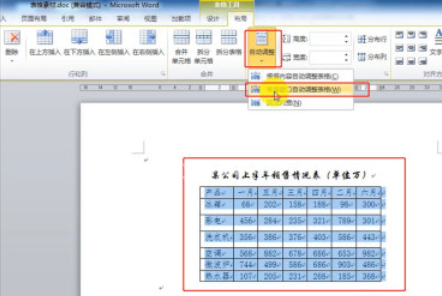 Word自动调整表格的操作方法截图