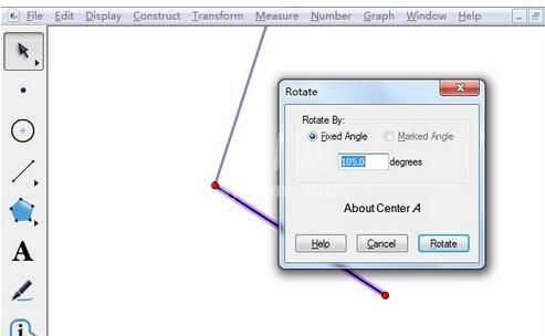使用几何画板绘制105度的角的操作教程截图