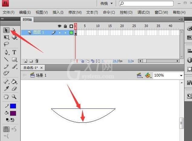 Flash变形线条并连接的操作教程截图