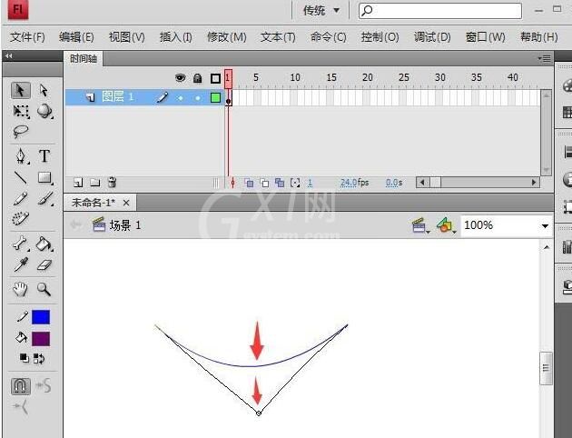 Flash变形线条并连接的操作教程截图