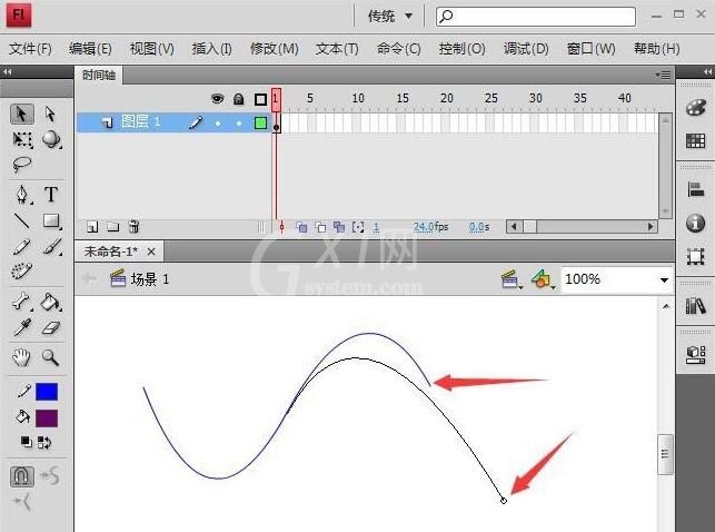 Flash变形线条并连接的操作教程截图