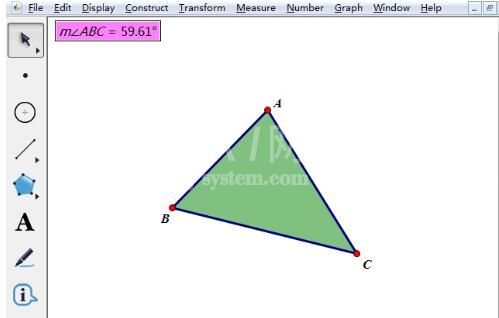 使用几何画板度量内角的度数的操作内容截图