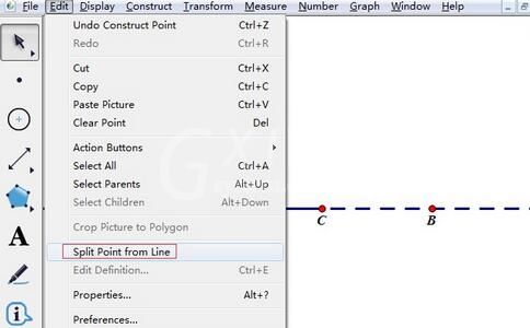 几何画板中从线段中分离点用法详解截图