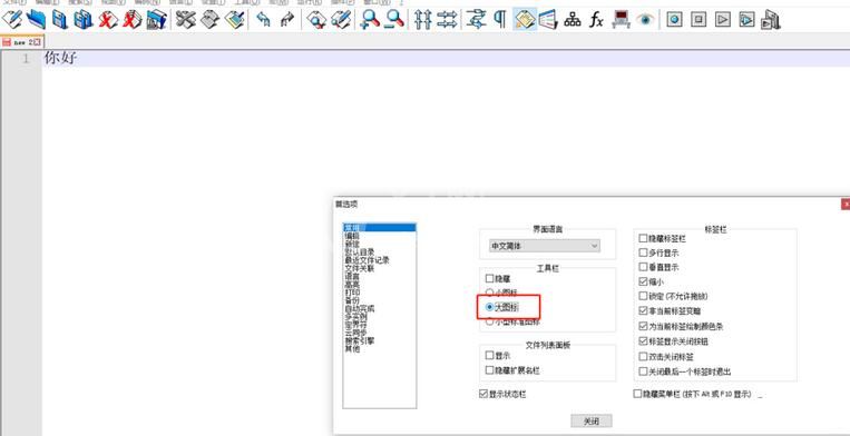 Notepad++工具栏图标变大的操作方法截图