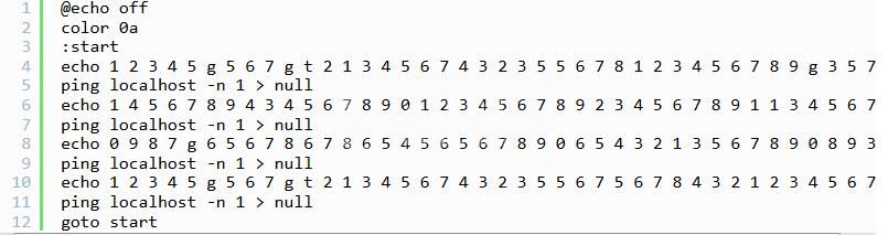 WIN10系统使用cmd命令制作数字雨小程序的详细步骤截图