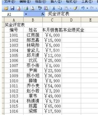 Excel制作奖金评定表的方法步骤截图