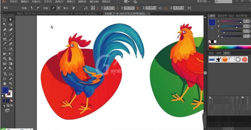 ai设计大公鸡图标的详细操作内容截图