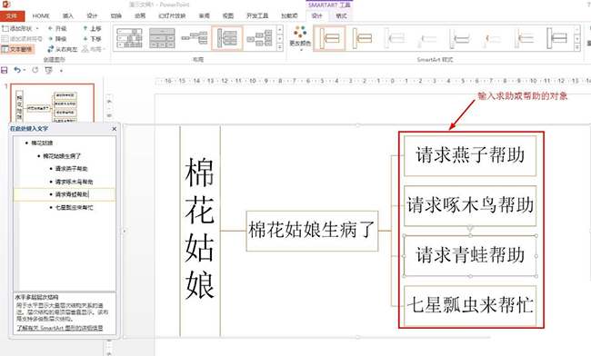 PPT绘制棉花姑娘思维导图的操作方法截图