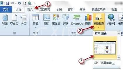 word2010屏幕截图插入功能使用操作截图