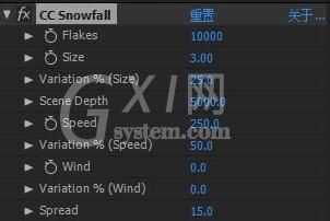 AE内置插件CC Snowfall使用方法截图