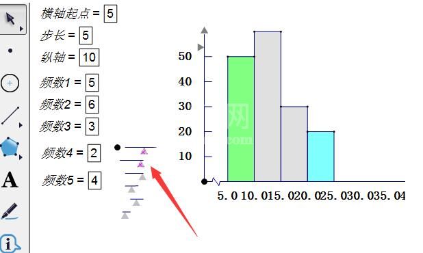 几何画板制作频率分布直方图的操作步骤截图