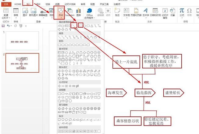 PPT制作诺曼底号遇难记的思维导图的详细步骤截图