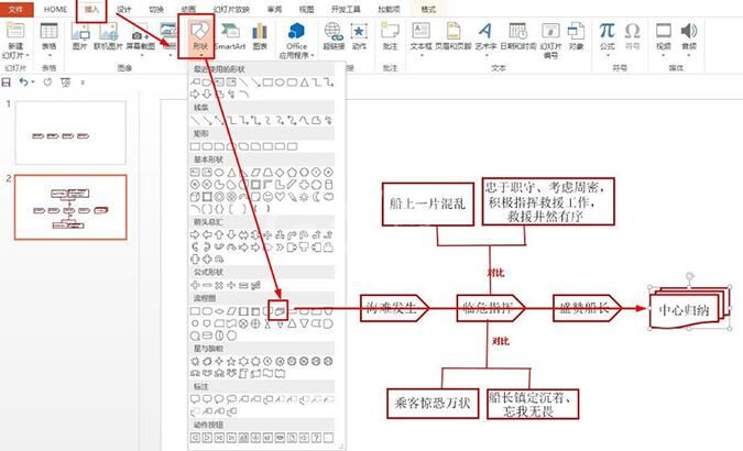 PPT制作诺曼底号遇难记的思维导图的详细步骤截图