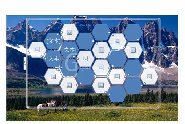 PPT中制作六边形群集排版图的具体步骤截图