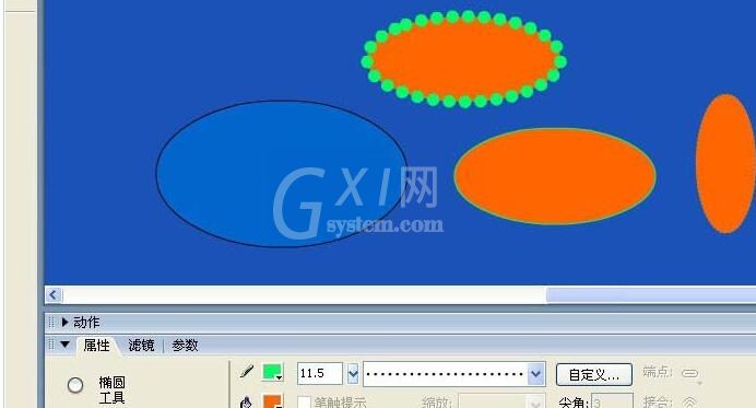 Flash中椭圆工具如何使用-Flash使用椭圆工具制作图形的操作步骤截图