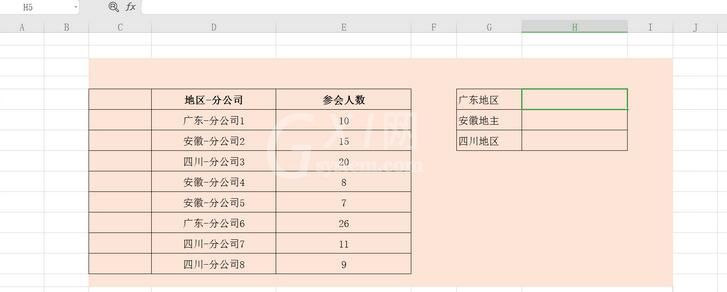 Excel表格怎样统计各个地区分公司参会人数 Excel表格数据统计各个地区分公司的参会人数的方法截图