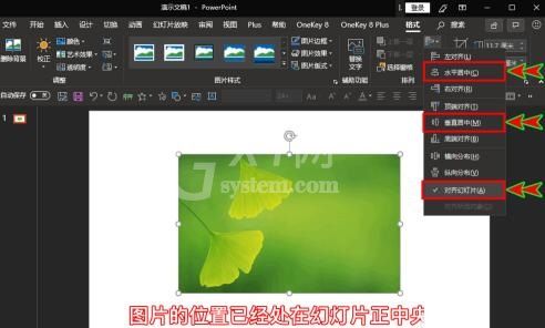 PPT如何插入的图片放到幻灯片中间位置 PPT中插入的图片放到幻灯片正中间位置的操作截图