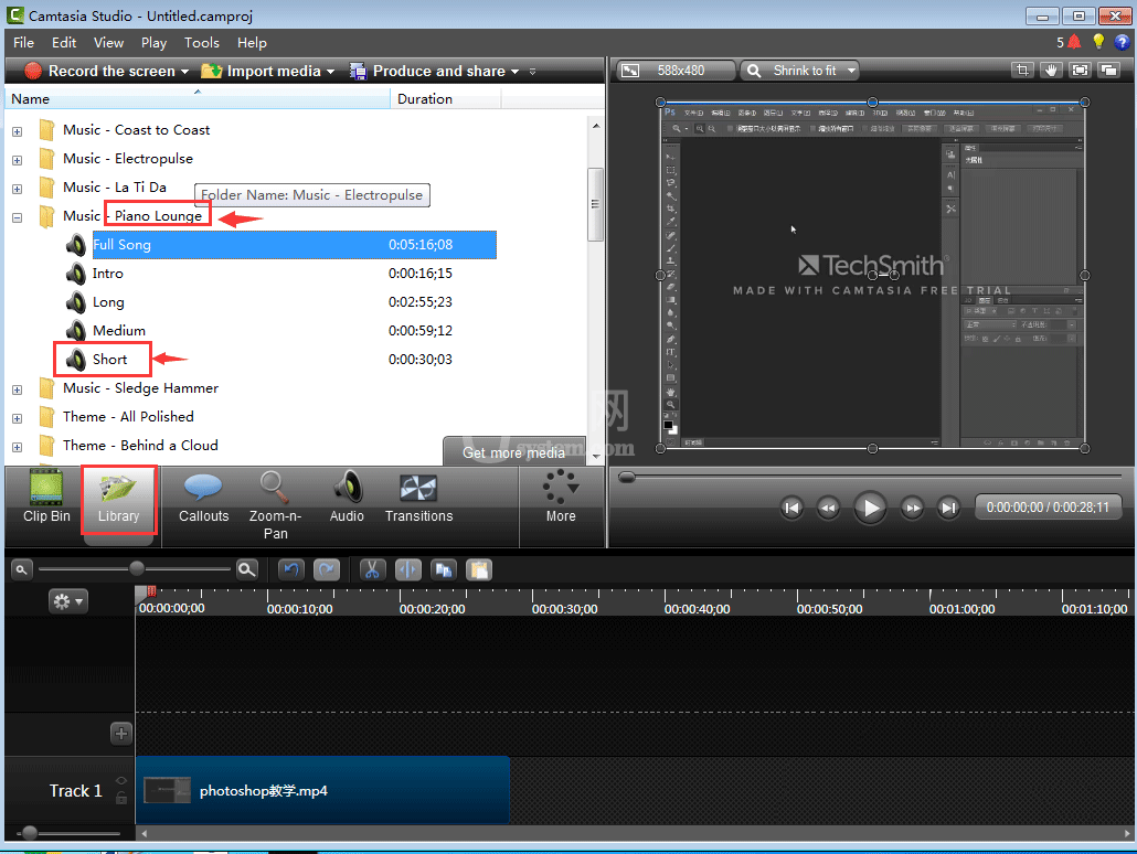 camtasia studio如何添加背景音乐 camtasia导入背景音乐的技巧截图