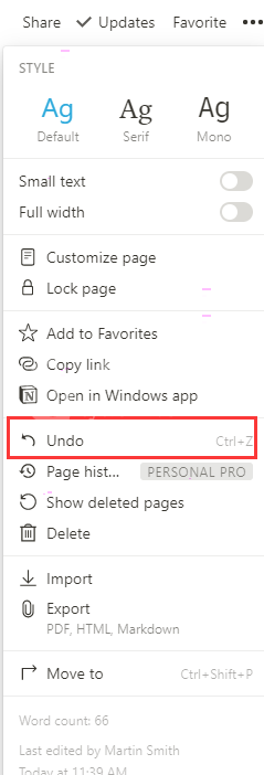 notion怎样使用撤回功能 notion撤回功能使用方法截图