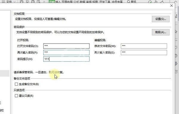 WPS表格怎样设置安全密码 WPS进行设置密码的方法​截图