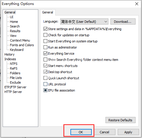 everything怎样设置中文界面?everything设置中文界面步骤截图