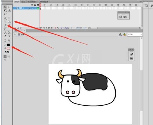 flash cs6如何绘制卡通奶牛?flash cs6绘制卡通奶牛的教程截图