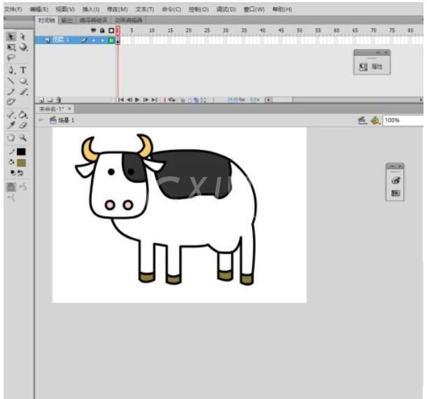 flash cs6如何绘制卡通奶牛?flash cs6绘制卡通奶牛的教程截图