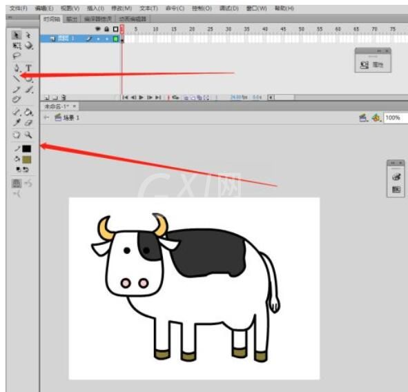 flash cs6如何绘制卡通奶牛?flash cs6绘制卡通奶牛的教程截图