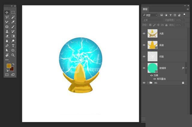 PS绘制正在放电的水晶魔法球UI图标?PS鼠绘正在放电的水晶魔法球UI图标教程截图