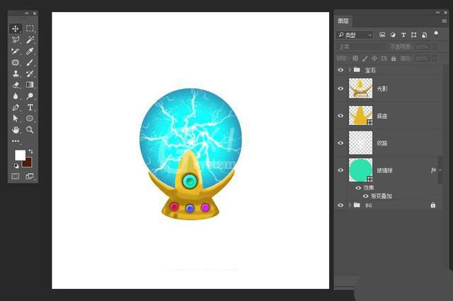PS绘制正在放电的水晶魔法球UI图标?PS鼠绘正在放电的水晶魔法球UI图标教程截图