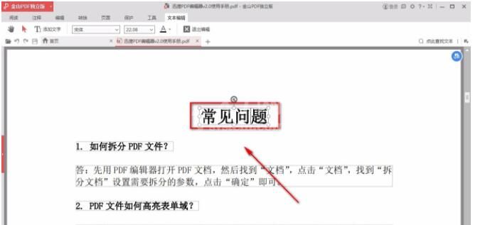 金山pdf独立版怎么编辑文字?金山pdf独立版编辑文字的方法截图