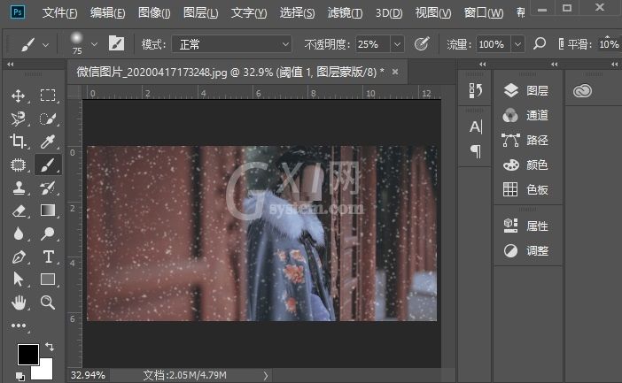 如何用Photoshop给古装人像照片添加雪景效果?Photoshop给古装人像照片添加雪景效果的教程介绍截图