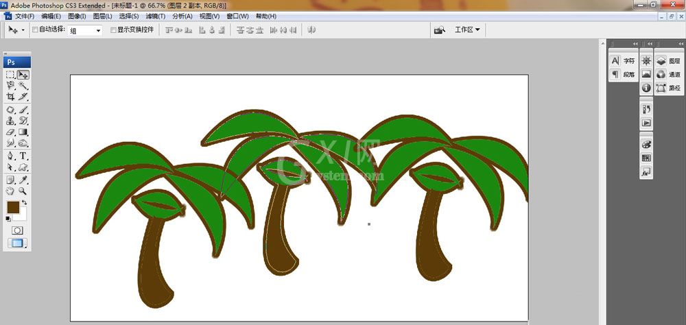 ps怎么画卡通椰子树？ps画卡通椰子树步骤教程截图