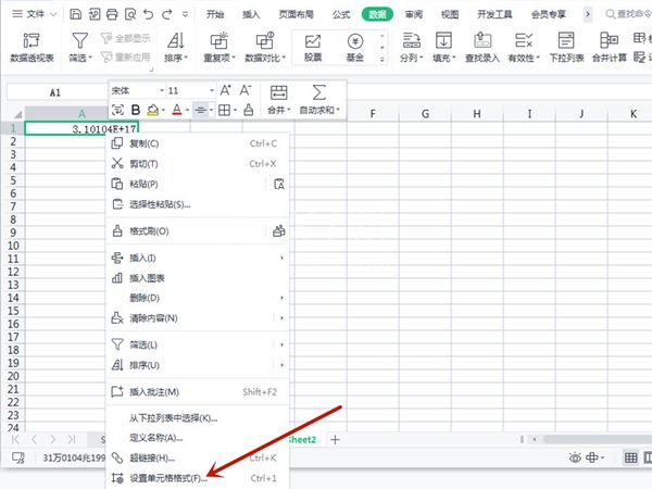 WPS表格里数字3.10104E+17如何改？WPS表格里数字3.10104E+17修改方法