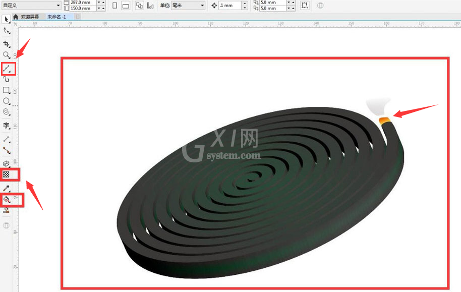 cdr蚊香怎么画？cdr绘制燃烧蚊香图形方法介绍截图