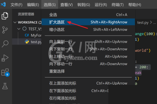 Vscode怎么快速扩大选区？Vscode快速扩大选区教程截图