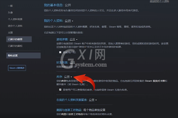 steam怎么隐藏库存?steam隐藏库存方法截图