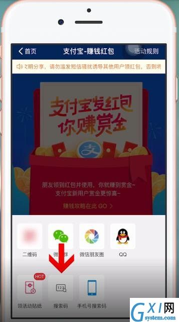 支付宝APP设置搜索码的操作过程截图