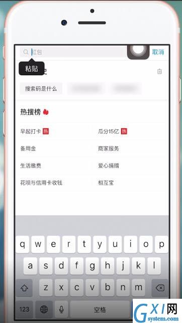 在支付宝里进行粘贴搜索码的图文操作截图