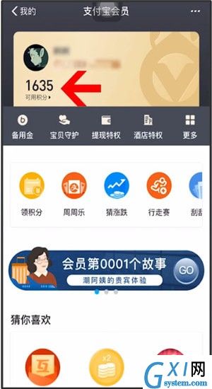 在支付宝里使用积分的操作过程截图