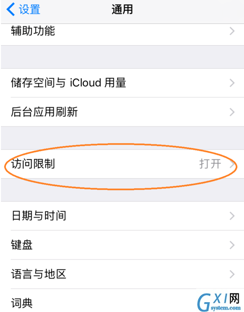 开启iPhone手机访问限制功能的具体操作截图