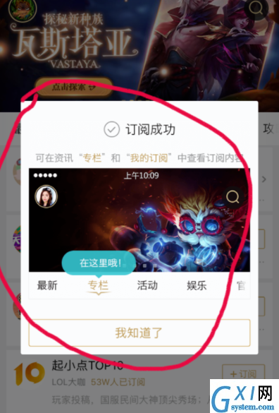 在掌上英雄联盟里订专栏的操作步骤截图