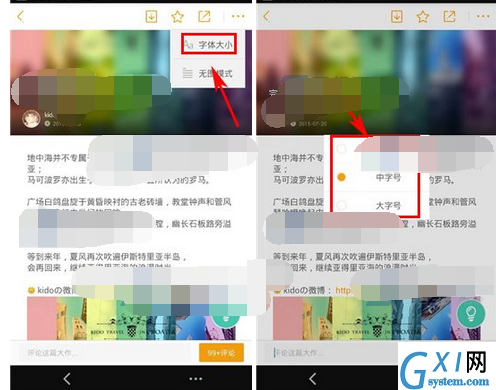 蚂蜂窝自由行中更改游记中字体大小的操作步骤截图