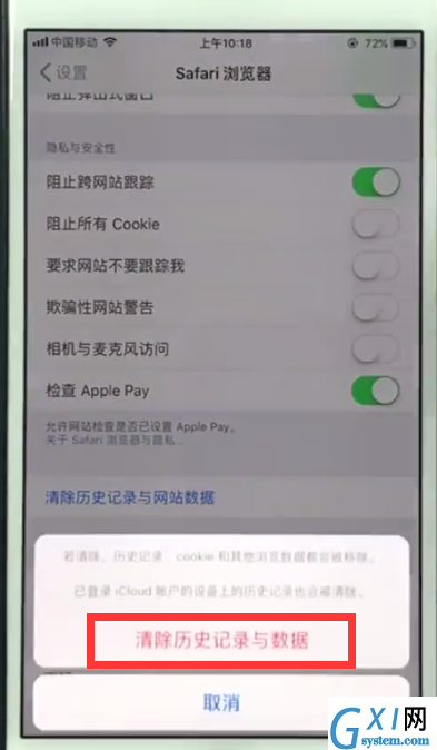 ios11清理Safari浏览器的具体方法截图