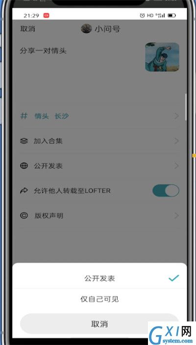 lofter中进行锁文的简单步骤截图