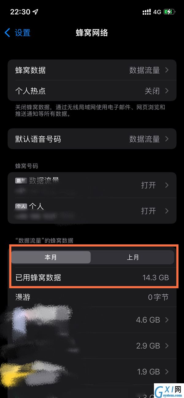 苹果手机怎么在通知栏显示流量?苹果手机查看本月已用流量数据的具体操作步骤截图