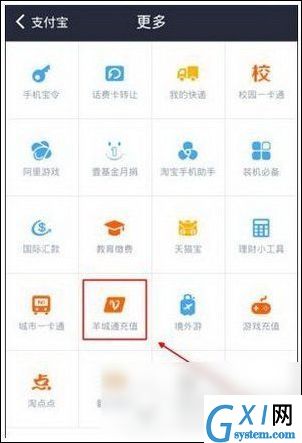 支付宝APP充值羊城通的操作流程截图