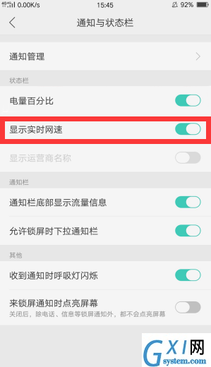 OPPO R15x中开启显示实时网速的讲解截图